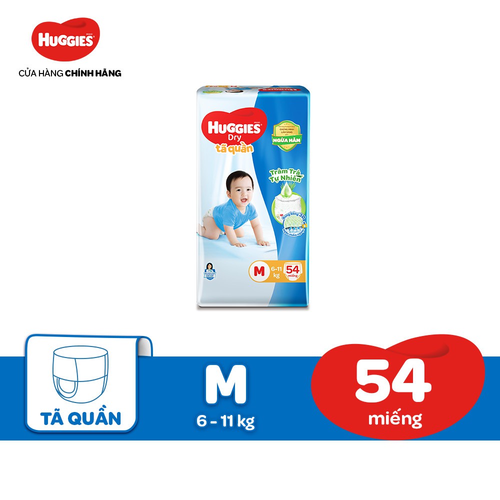 Tã quần Huggies Tràm Trà Tự Nhiên Dry Pants Big Jumbo M54/L48/XL42/XXL38