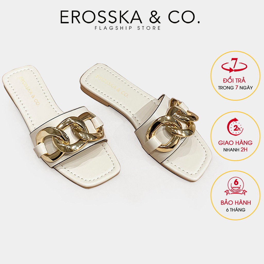 [Mã WABRER845 giảm 10% đơn 250K] Dép quai xích thời trang Erosska mũi vuông siêu sang chảnh màu trắng - DE038
