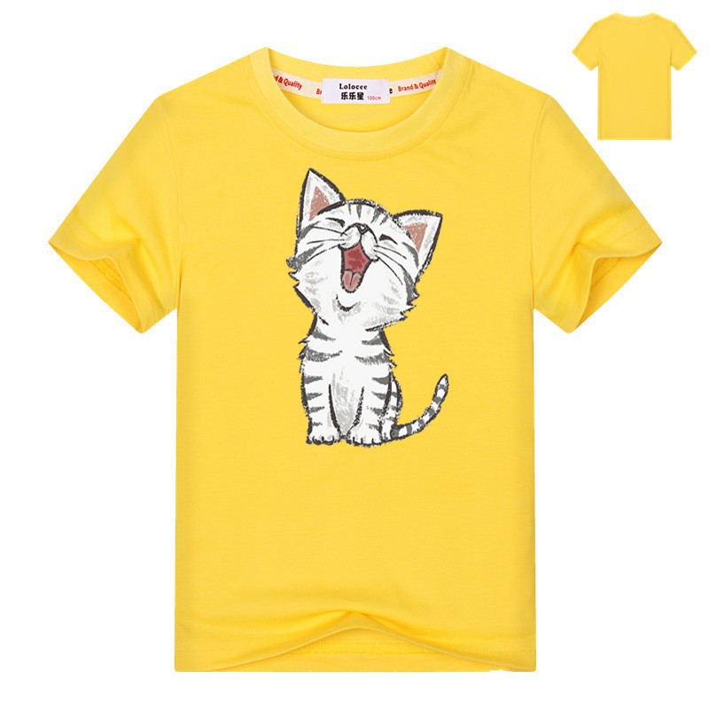 Áo thun bé gái dễ thương - Mèo hồng / Kitty ngọt ngào mùa hè Tee