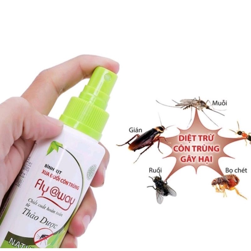 Xịt muỗi côn trùng Flyaway Bảo Linh ⚡ Tặng quà ⚡ Chai 60ml và 100ml Thảo dược thiên nhiên, An toàn, Hiệu quả