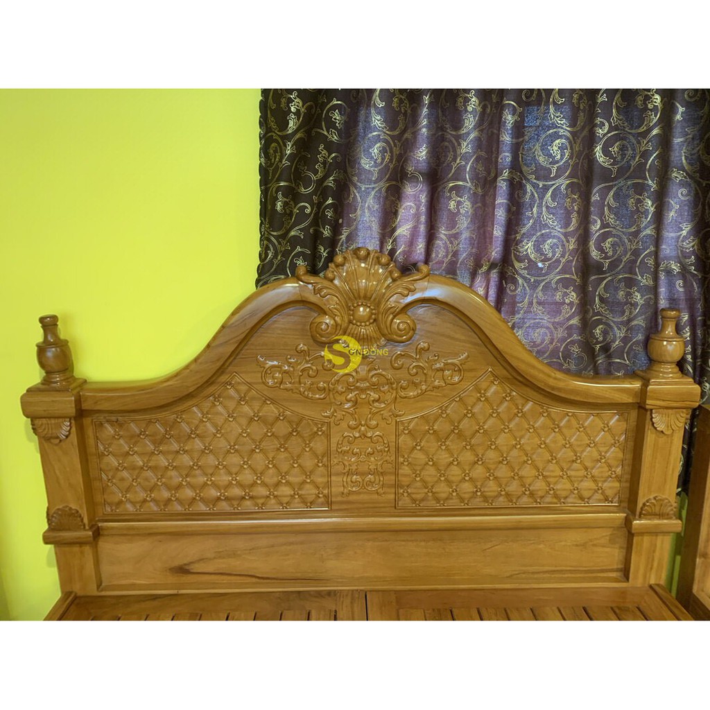 Giường ngủ nữ hoàng hoa văn cổ điển 1,8x2m gỗ cao cấp