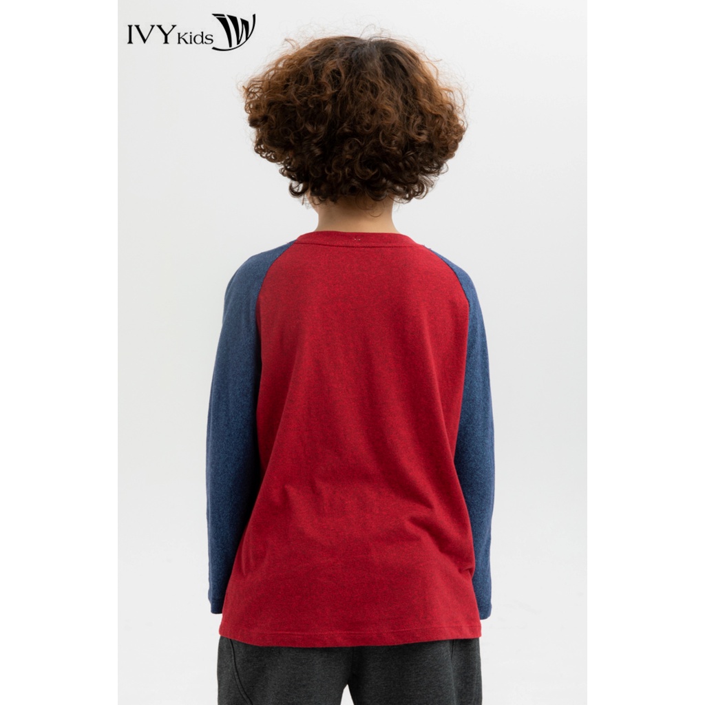 Áo thun bé trai phối màu IVY moda MS 58K1192