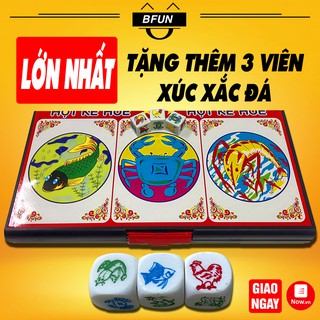 (Tặng 3 Xúc Xắc Đá) Bộ Bầu Cua Tôm Cá Bàn Nhựa LOẠI LỚN Cao Cấp - Đồ Chơi Trẻ Em BFUN