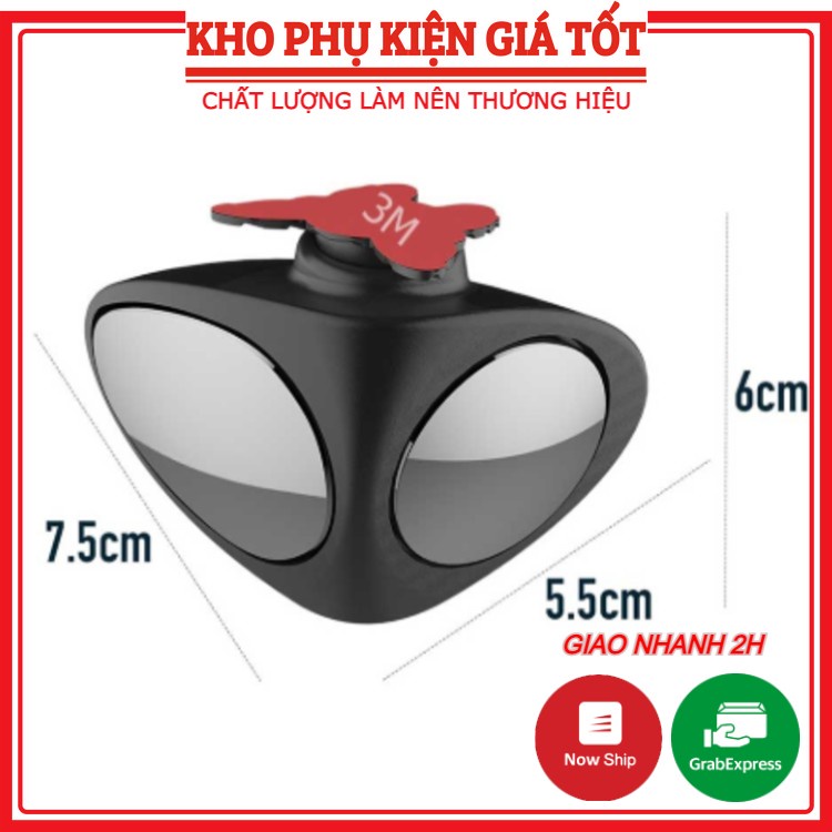 Gương cầu lồi 3D xóa điểm mù quan sát 2 bánh xe trước sau, gương xoay 360 dán lên gương kính chiếu hậu chính cho xe hơi,