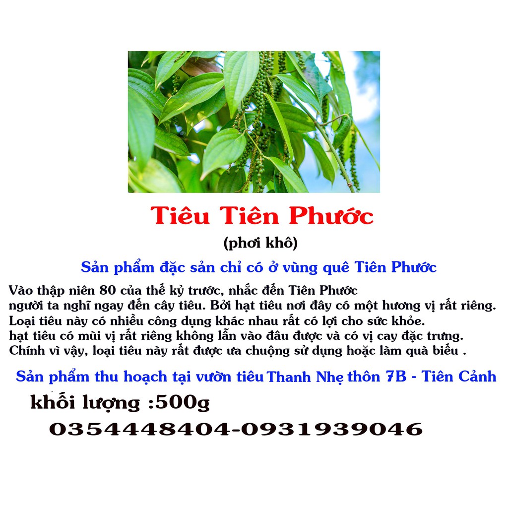 tiêu tiên phước - tiêu đặt sản tiên phước quà biếu(500gr)