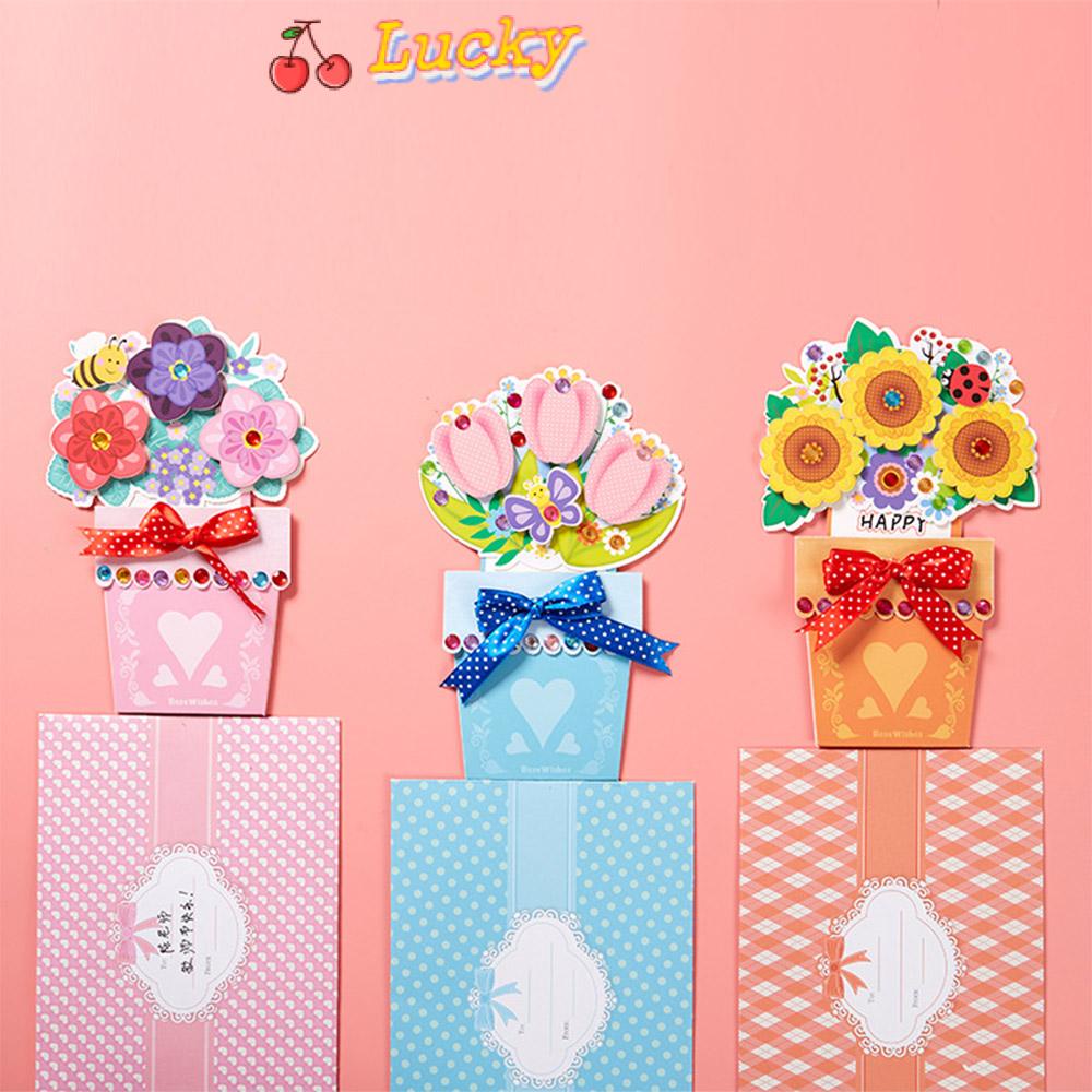 LUCKY Crafts Making Accessories Card Making Kits Blessing Mother's Day Present Greeting Cards Creative Pop-Up Vintage Invitations Flower Card 3D Handmade Thanksgiving Postcard