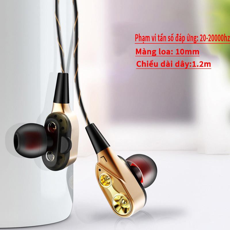 XẢ KHO-Tai nghe HiFi lõi kép 4 sợ cuốn.4 loa mini.bass siêu trầm.Tai nghe dùng cho điện thoại xiaomi,samsung,oppo,nokia,