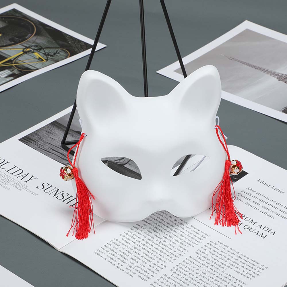 Phụ Kiện Bảo Vệ Mặt Hóa Trang Mèo Demon Slayer Kiểu Nhật Bản Có Chuông Và Tua Rua