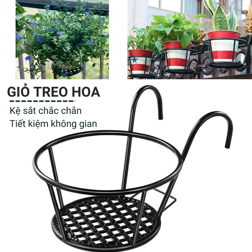 Giỏ sắt treo chậu cây móc treo ngoài ban công tiện lợi, kệ để cây cảnh sơn tĩnh điện độ bền tốt không trầy xước Angola