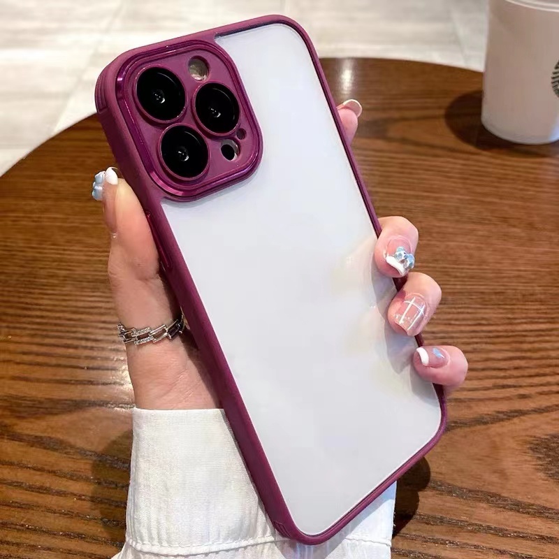 Ốp Điện Thoại Silicon acrylic Cứng Trong Suốt Bảo Vệ Ống Kính Máy Ảnh Sang Trọng Cho iPhone 11 12 13 14 Pro max