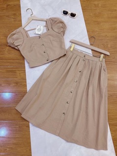 Set áo croptop chân váy xoè hot hit