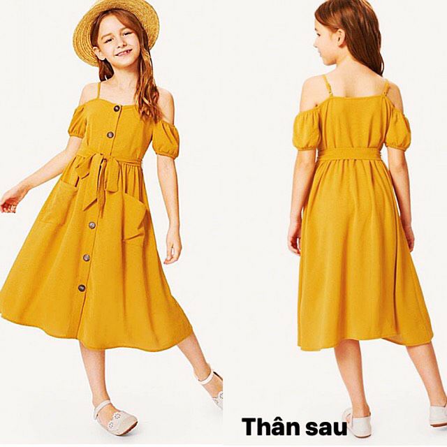 Đầm xòe đũi 2 dây trễ vai