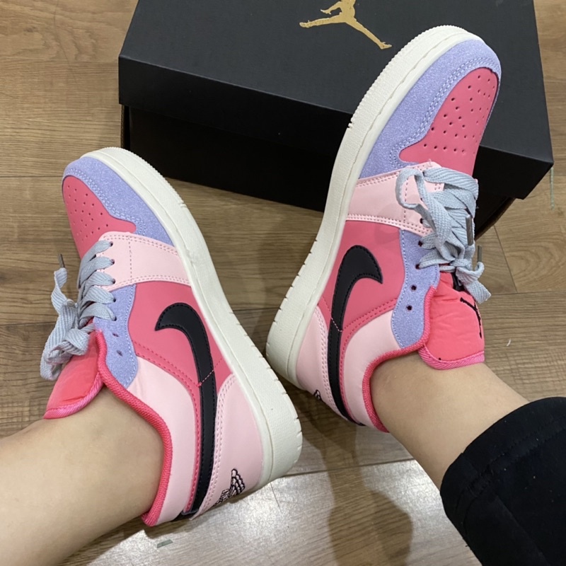 Giầy Jordan 1 tím hồng đỏ thấp cổ chất đẹp fullbox