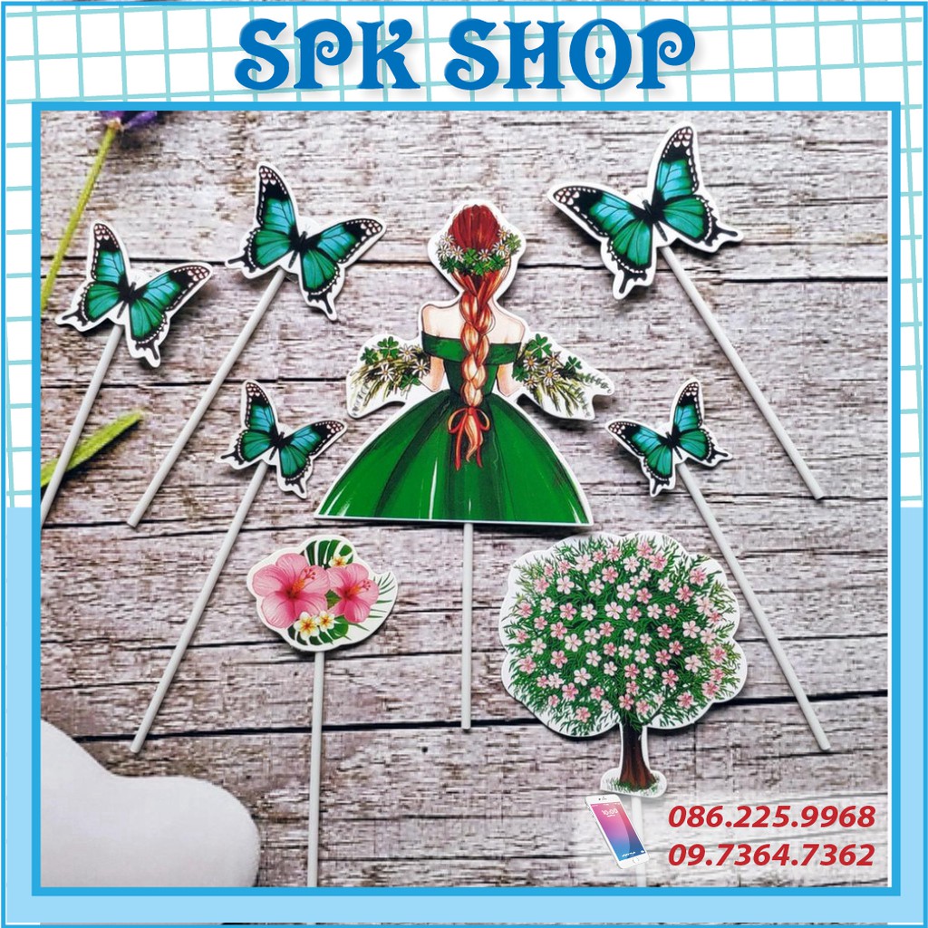 [FREESHIP❤️] Xanh - Set Cắm Giấy - Cô Gái