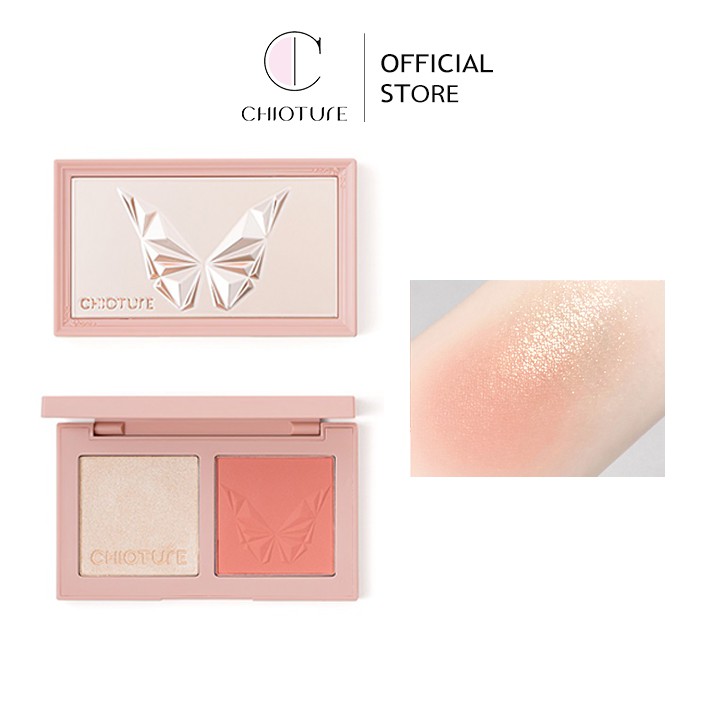 Phấn má hồng bắt sáng Chioture Butterfly Casket Cheek & Light Face Palette  siêu mịn tạo hiệu ứng cho làn da