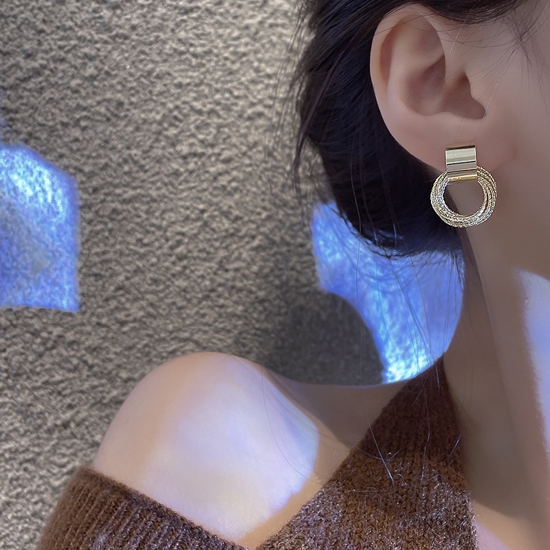 YeYi Bông Tai Kim Loại Hình Tròn Phong Cách Hip Hop Hàn Quốc Mới 2022