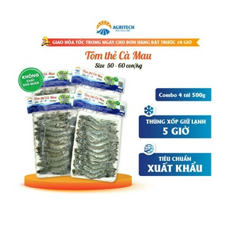 2Kg Tôm thẻ Cà Mau Agritech size 50-60 con/kg (4 gói 500g)
