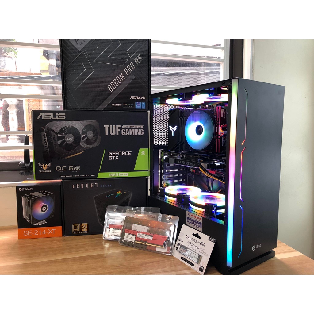BÁN CASE B660 CPU I5 12400F RAM 16G BUS3 3200 VGA  Asus TUF Gaming 1660-6G SUPER BH 12T