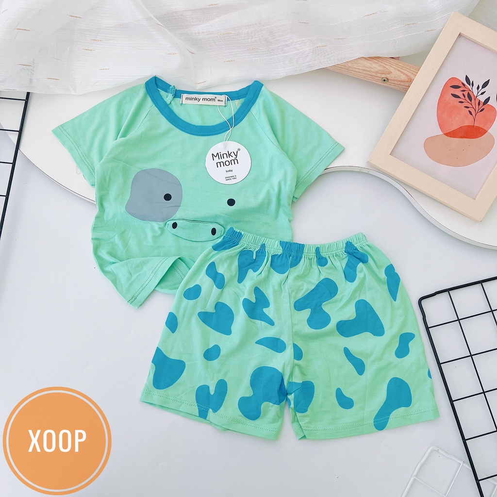 Bộ cộc tay thun lạnh hàng minky mom họa tiết bò sữa   shop phúc yến