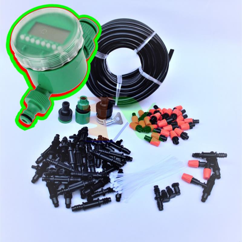 Kit 32 Đầu béc phun sương 10lit + Van nước hẹn giờ FUJIN TX-DIY-044, Bộ tưới phun sương làm mát, tưới hoa lan DIY