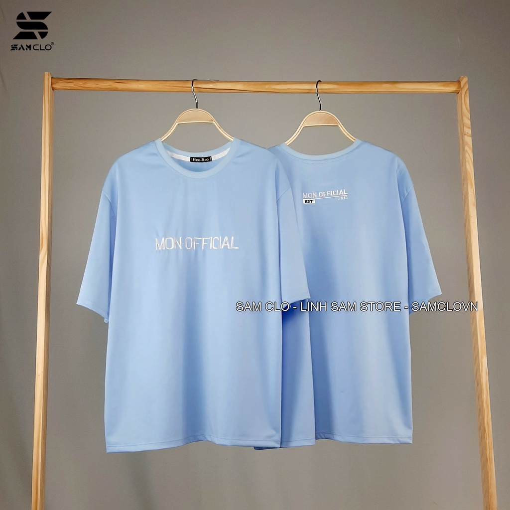 Áo phông nữ tay lỡ SAM CLO freesize thun form rộng dáng Unisex - mặc cặp, nhóm, lớp thêu chữ MON OFFICIAL
