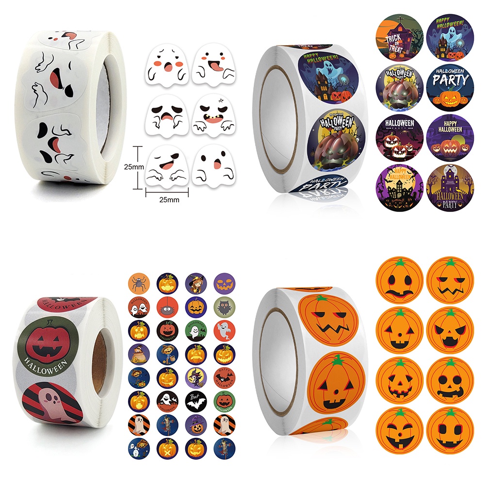 Cuộn 500 Miếng Dán Hoạt Hình Phong Cách Halloween