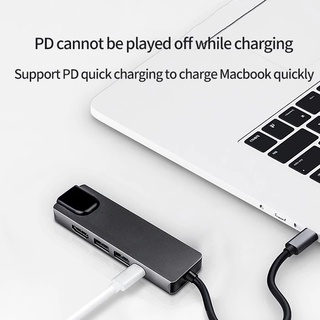 Cáp USB Type-C Ra 5 Cổng HDMI 4K, USB 2.0 Và RJ45
