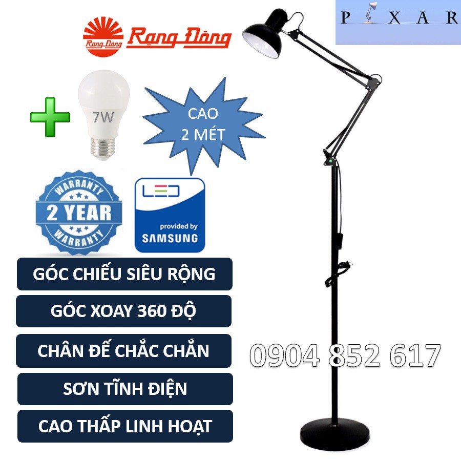 Đèn cây đứng Pixar 2 mét, bóng 7W LED Rạng Đông, ChipLED Samsung