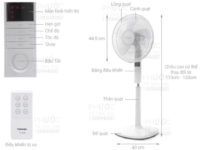 QUẠT ĐỨNG TOSHIBA REMOTE F-LSA20(H)VN