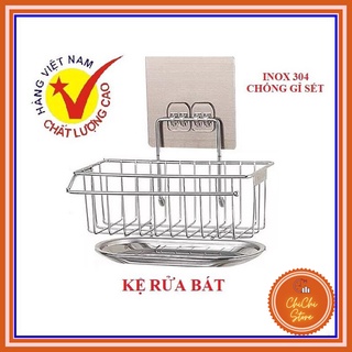 Kệ inox để đồ rửa chén bát dán tường có khay hứng nước cao cấp tặng kèm miếng dán siêu chắc_CC013