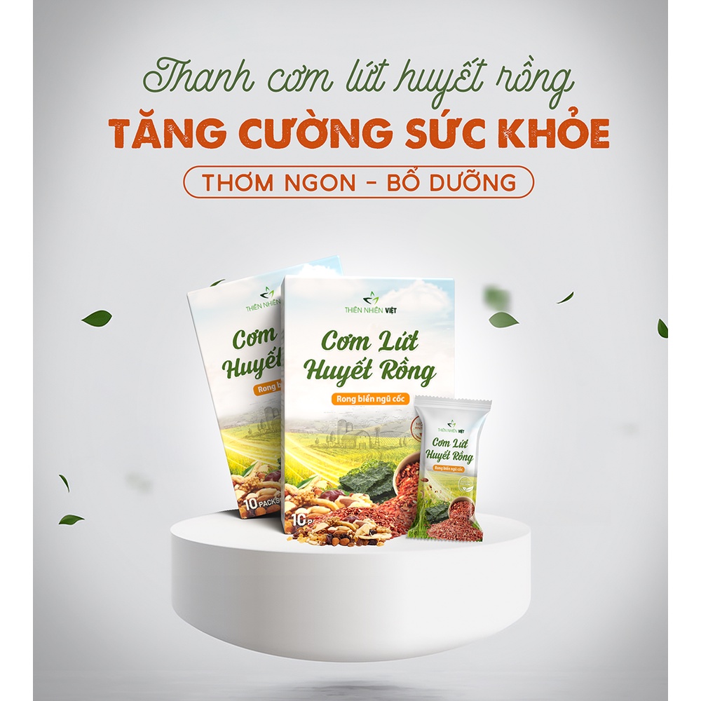 Thanh Dinh Dưỡng Thực Dưỡng Gạo Lứt Huyết Rồng Ngũ Cốc Rong Biển Thiên Nhiên Việt Hộp 10 Thanh (170g)