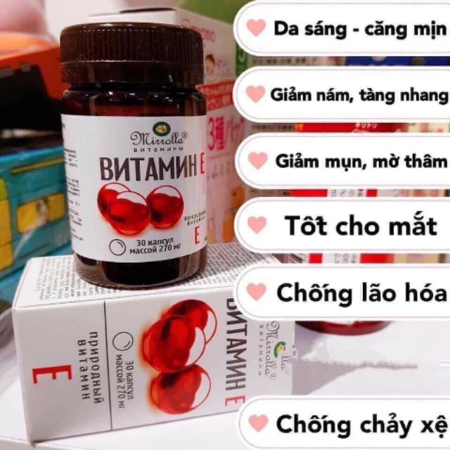 Vitamin E đỏ Mirrola 270mg của Nga - hộp 30 viên | BigBuy360 - bigbuy360.vn