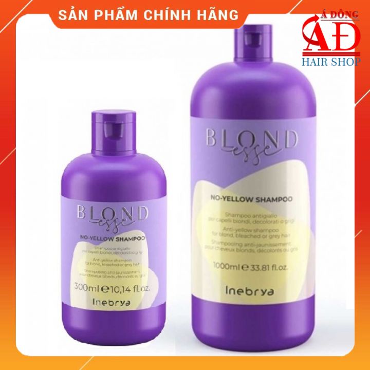 [+Tặng mũ trùm][Mẫu mới 2022] Dầu gội khử vàng, cam Inebrya Ice Cream No Yellow, Orange 300ml/1000ml (ITALY)