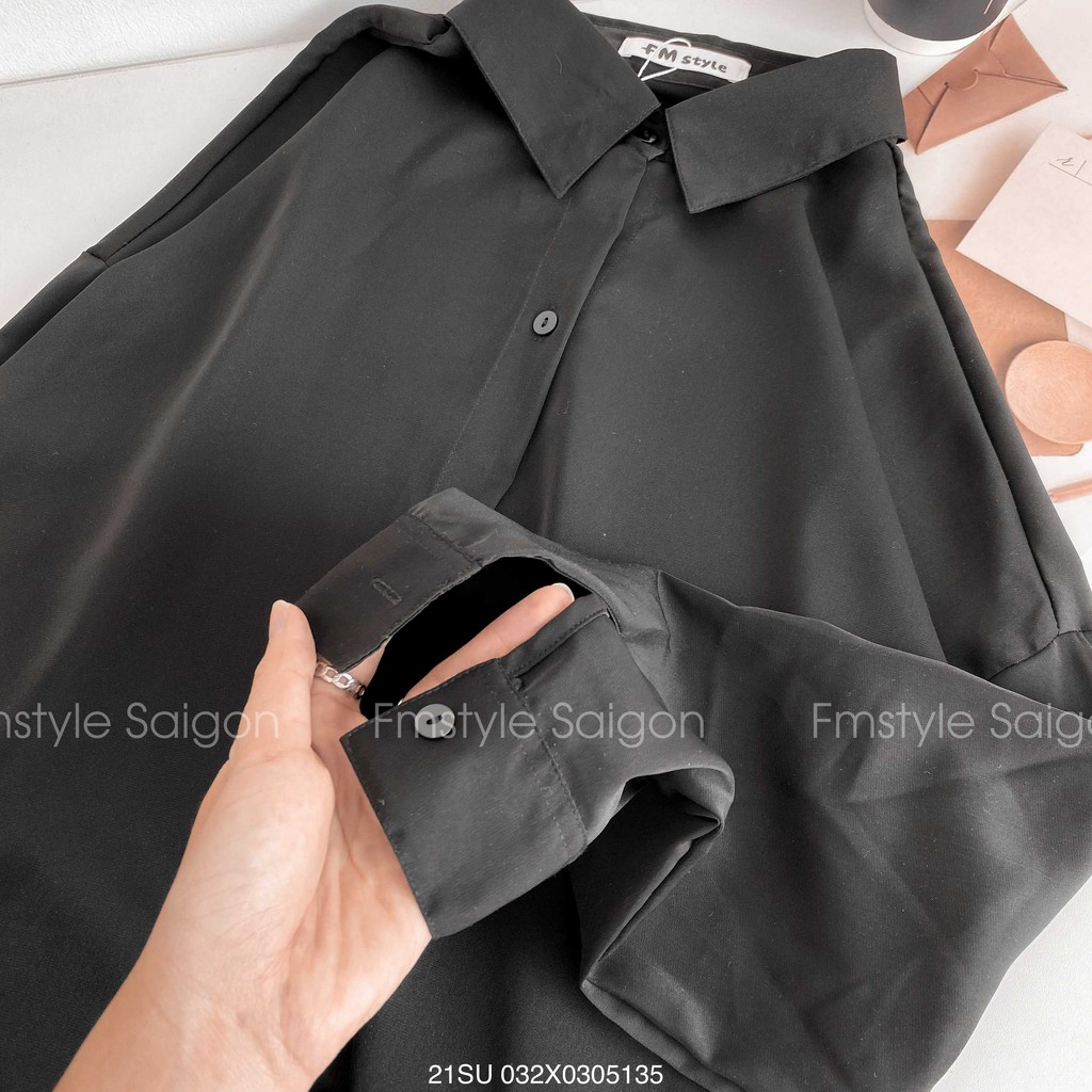 [Mã WASKT304 giảm 15% tối đa 30K đơn 99K] Áo sơ mi tay dài cổ bẻ trơn ulzzang thời trang nữ Fmstyle Saigon 21SU042X2201 | BigBuy360 - bigbuy360.vn