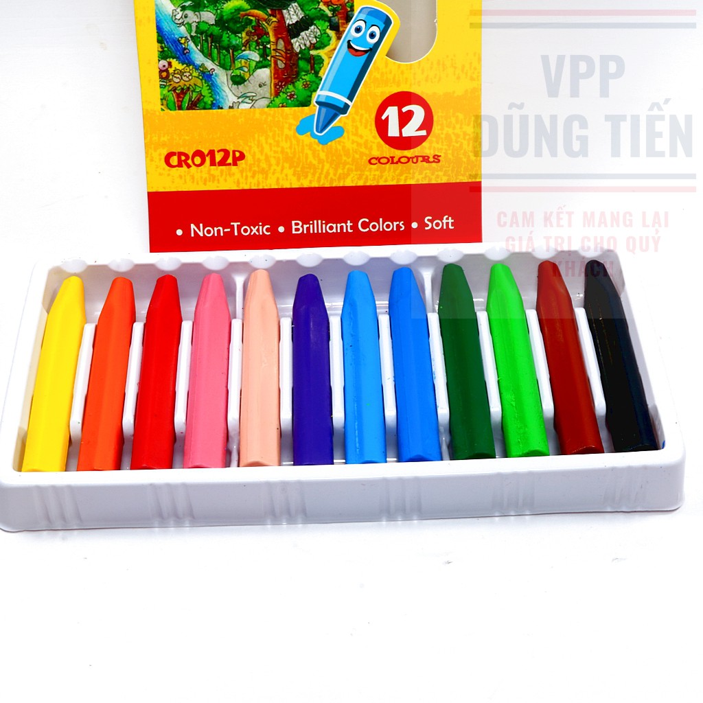 Bút Sáp Màu/ Bộ Sáp Tô Màu không bẩn tay cao cấp 6/ 12/ 24 màu Stacom CR006P/ CR012P/ CR024P. Sáp tẩy được