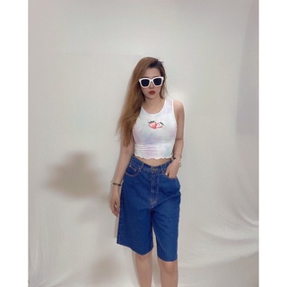 Áo croptop 3 lỗ ôm thun cotton loang màu in trái dâu