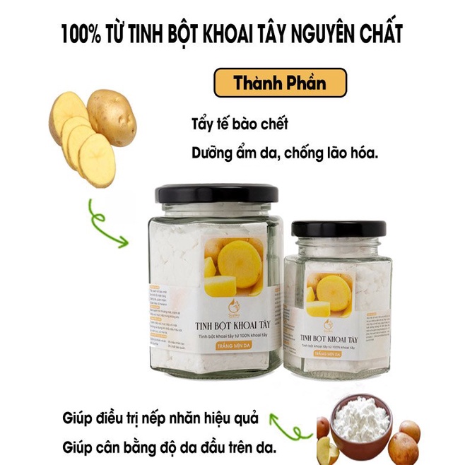 Hũ bột Khoai Tây đắp mặt nạ hữu cơ SUZIKO nguyên chất 140G | 100% Organic