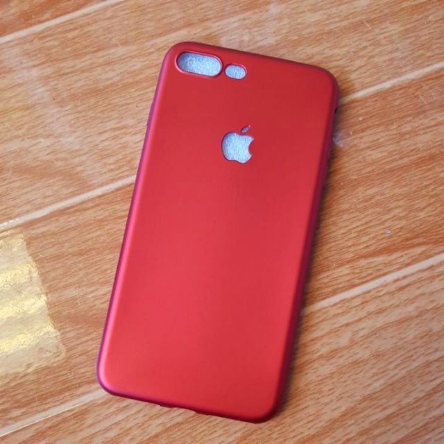 Ốp lưng iPhone 7 Plus Dẻo đỏ nhung chống vân tay cao cấp