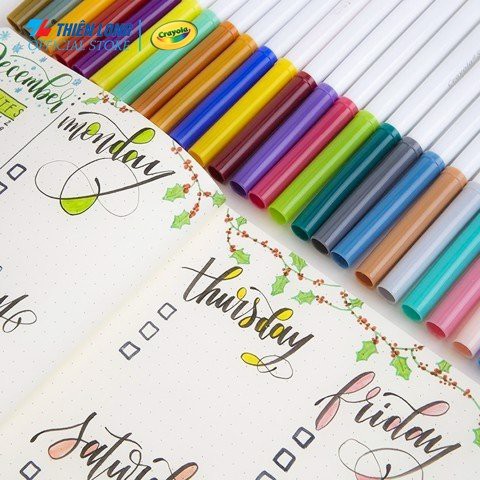 Bộ 100 màu bút lông nét mảnh - nét đậm có thể rửa được Crayola Supertips Washable Marker