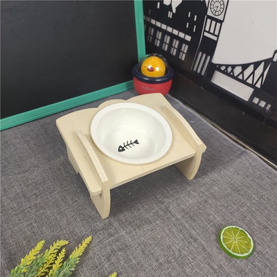Bát ăn chó mèo chống gù lưng bằng sứ đế gỗ sang trọng cho thú cưng