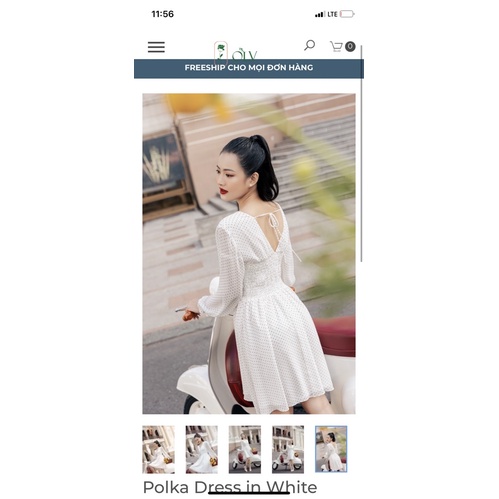 THANH LÝ ĐẦM OLV POLKA DRESS WHITE