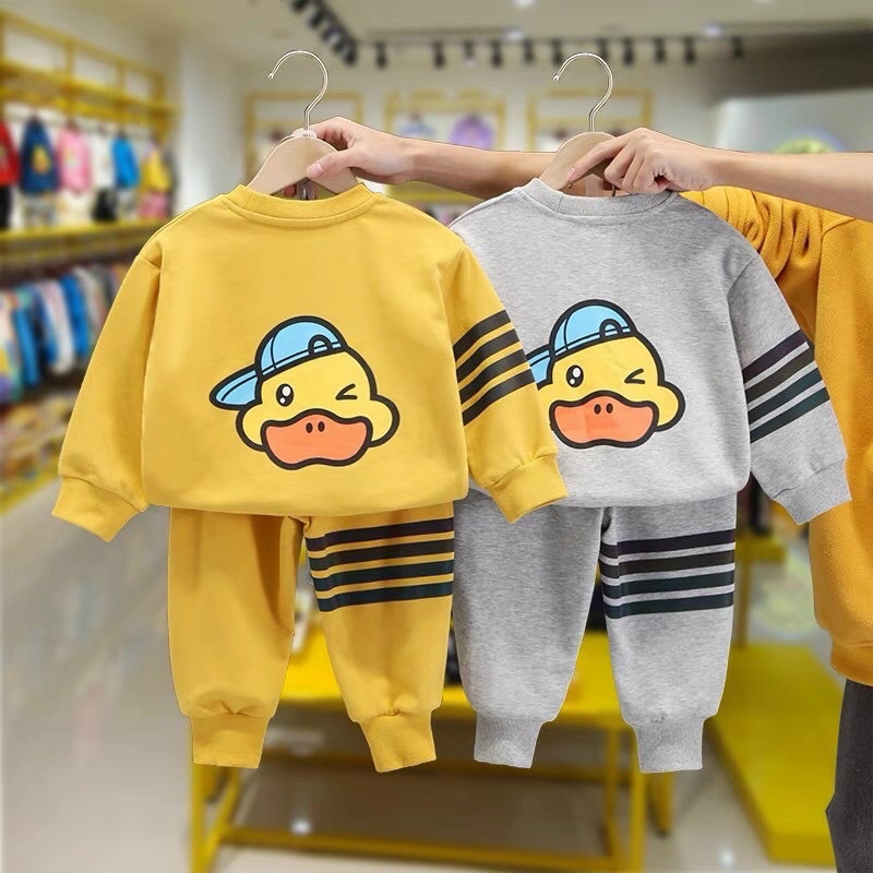 Bộ thể thao bé trai bé gái chất da cá loại 1 Hình Vịt đáng yêu 8-18kg