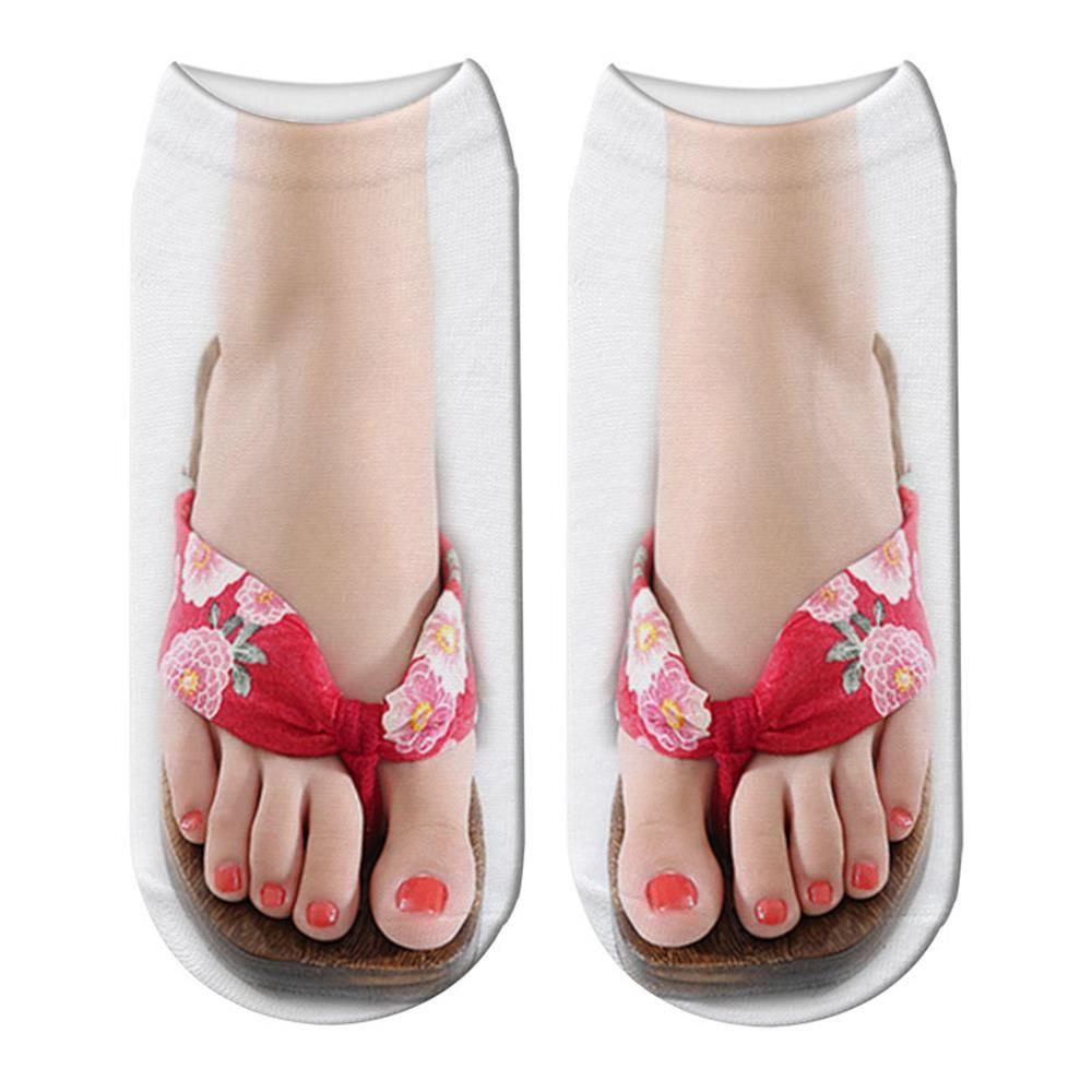 Vớ Cotton Mềm Cổ Thấp In Họa Tiết Múa Ba Lê 3D Cho Người Lớn Tuổi