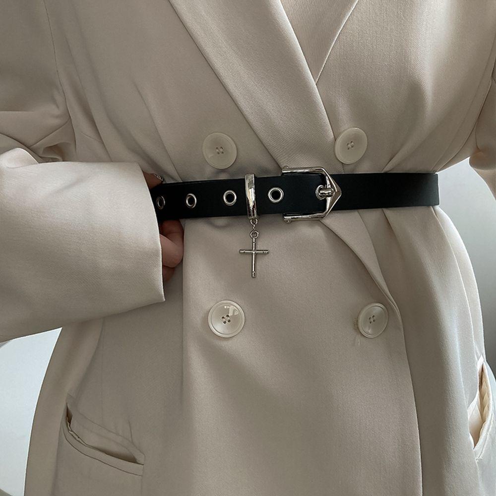 Thắt Lưng Da PU Bản Nhỏ Khóa Kim Loại Phong Cách Harajuku Hàn Quốc Dễ Phối Đồ
