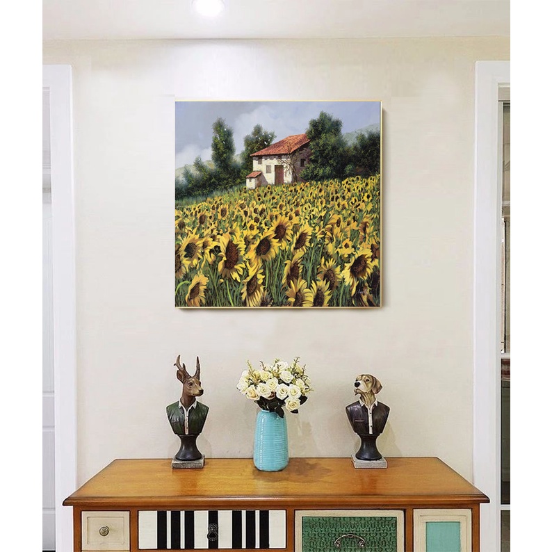 Tranh in vải canvas Hoa Hướng Dương - kt 60x60cm đủ khung