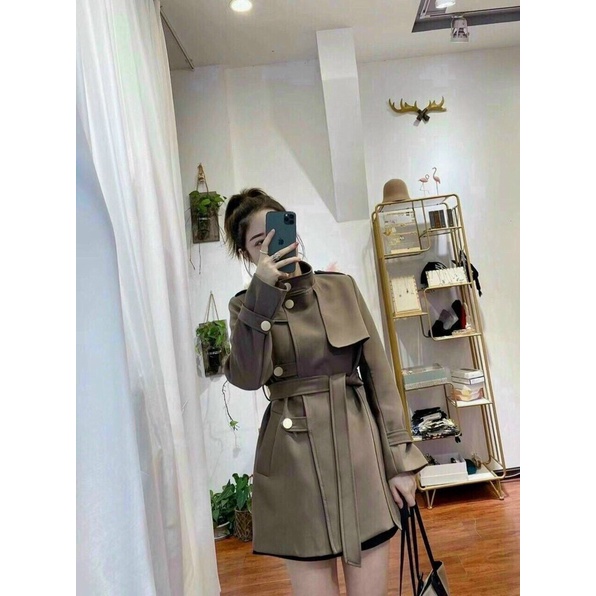 Áo mangto nữ áo khooác mùa đông cổ trụ sang chảnh - hàng Quảng Châu cao cấp rẻ đẹp Hàn Quốc siêu xinh