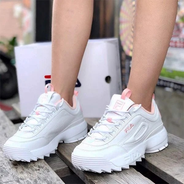 [CHÍNH HÃNG] GIÀY FILA DISRUPTOR 2 CÁ MẬP *WHITE/PINK* - Độn chiều cao, Tôn dáng cực đẹp