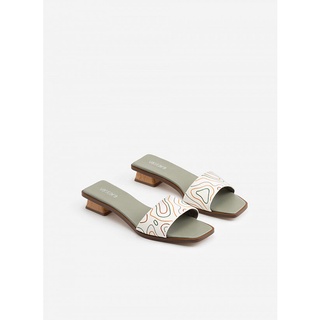 Vascara Guốc Quai Ngang Hoạ Tiết Ruộng Bậc Thang Gót Vân Gỗ - GNN 0161 - Màu Xanh Bạc Hà