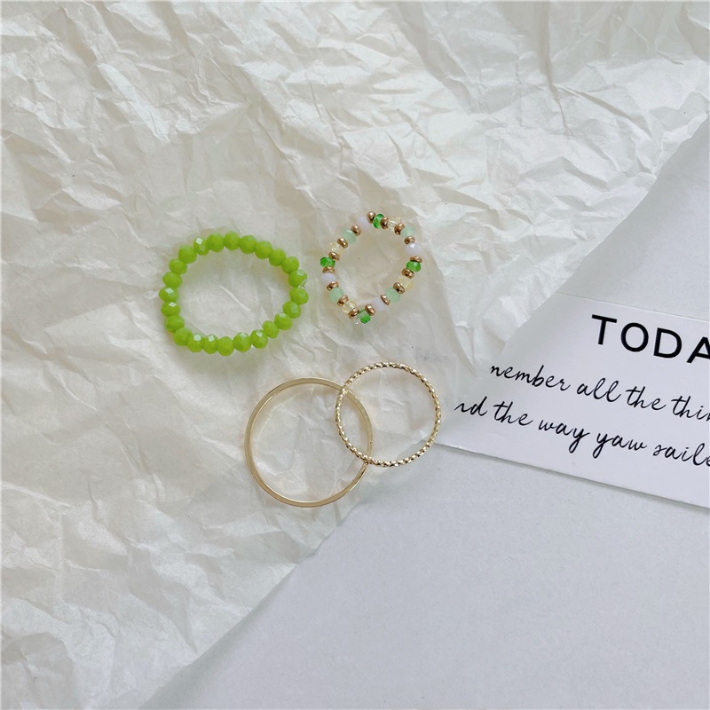 Nhẫn Đeo Tay Bốn Mảnh Đính Hạt Phong Cách Mới