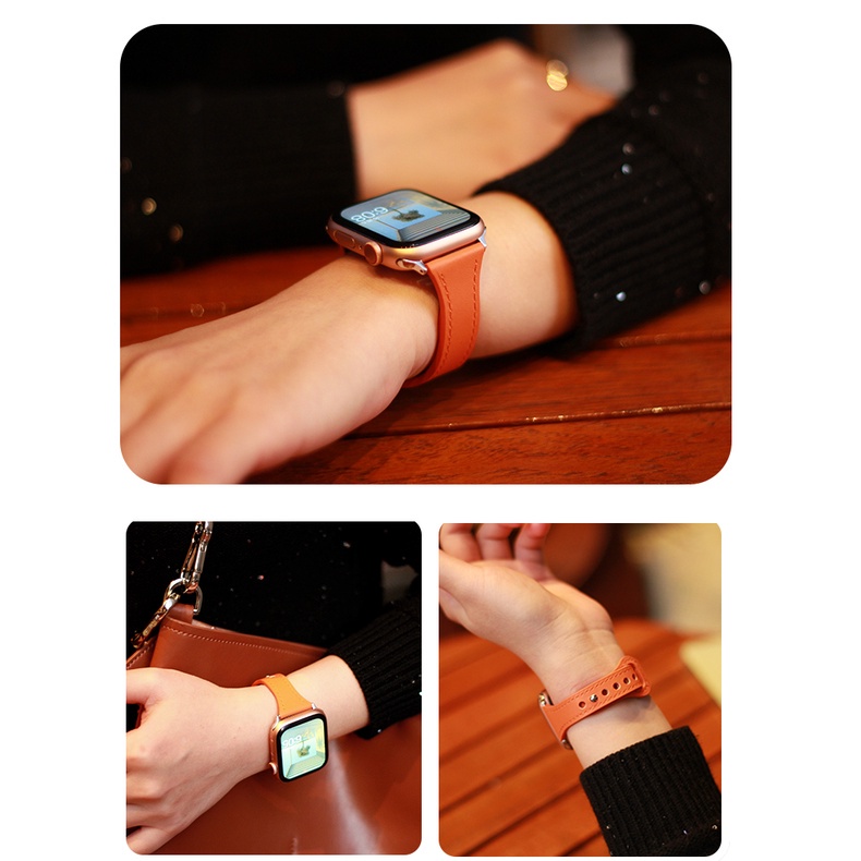 Dây Đeo Bằng Da Thật Chất Lượng Cao Cho Apple watch iWatch Ultra 49mm series 8 7 SE 6 5 4 3 2 1 45mm 41mm 44mm 40mm 42mm 38mm